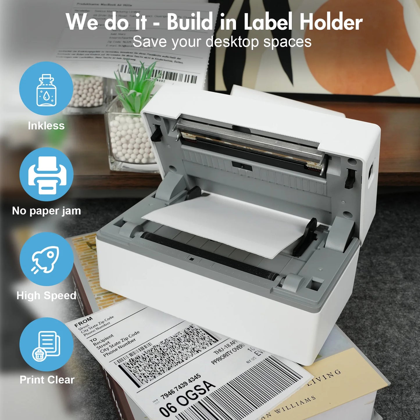 TakeYou Thermal Label Printer Portable Bluetooth USB 203DPI