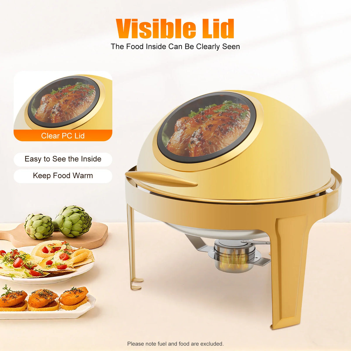 Bymaocar Round Chafing Dish Buffet Food Warmer