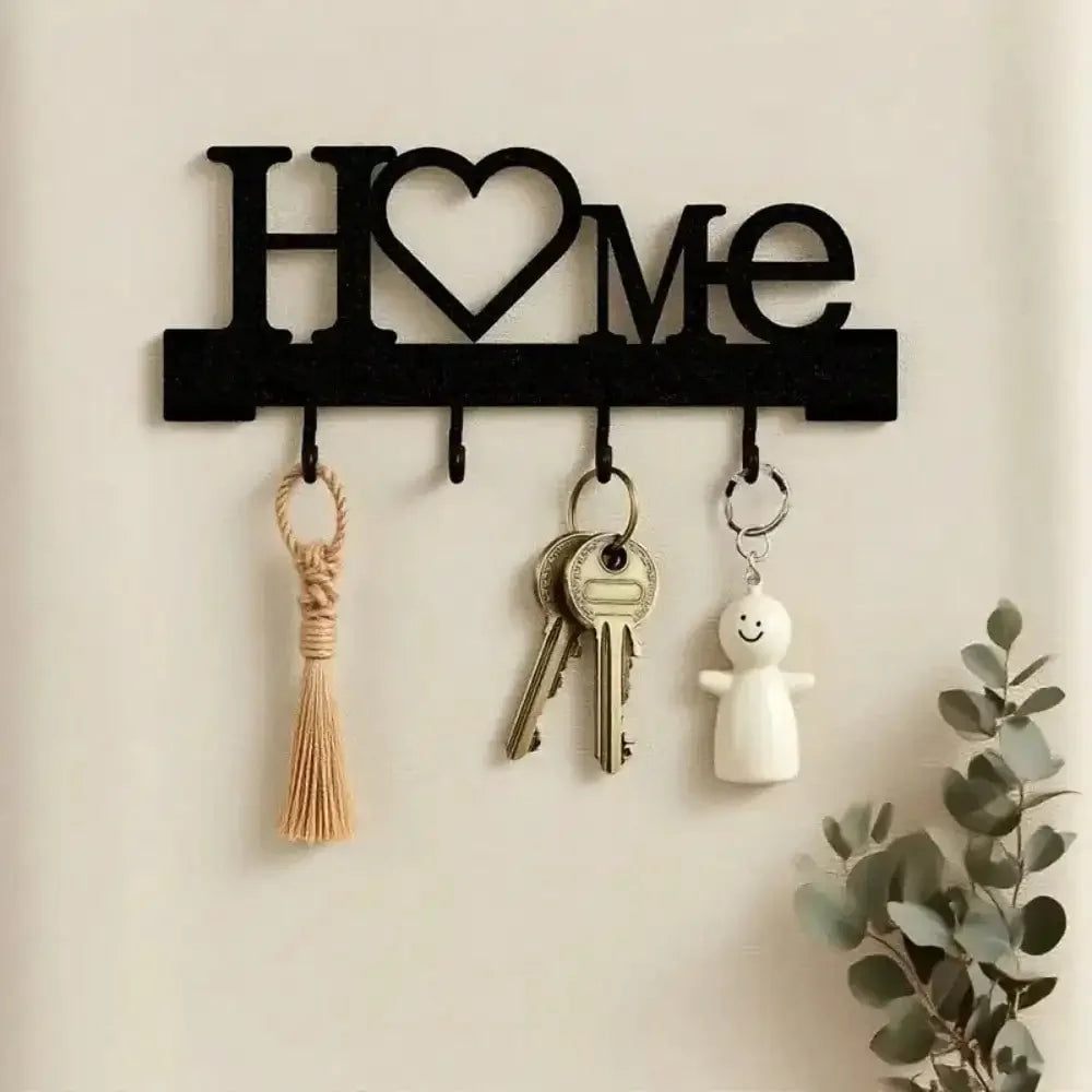 Heart Shape Wall Mounted Key Holder With Adhesive Hooks