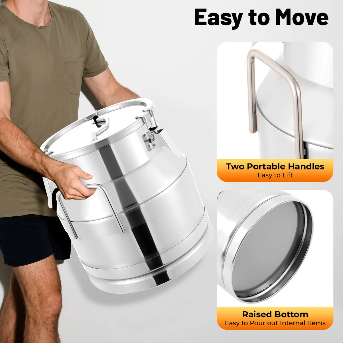 Airtight Stainless Steel Milk Can With Dual Handles
