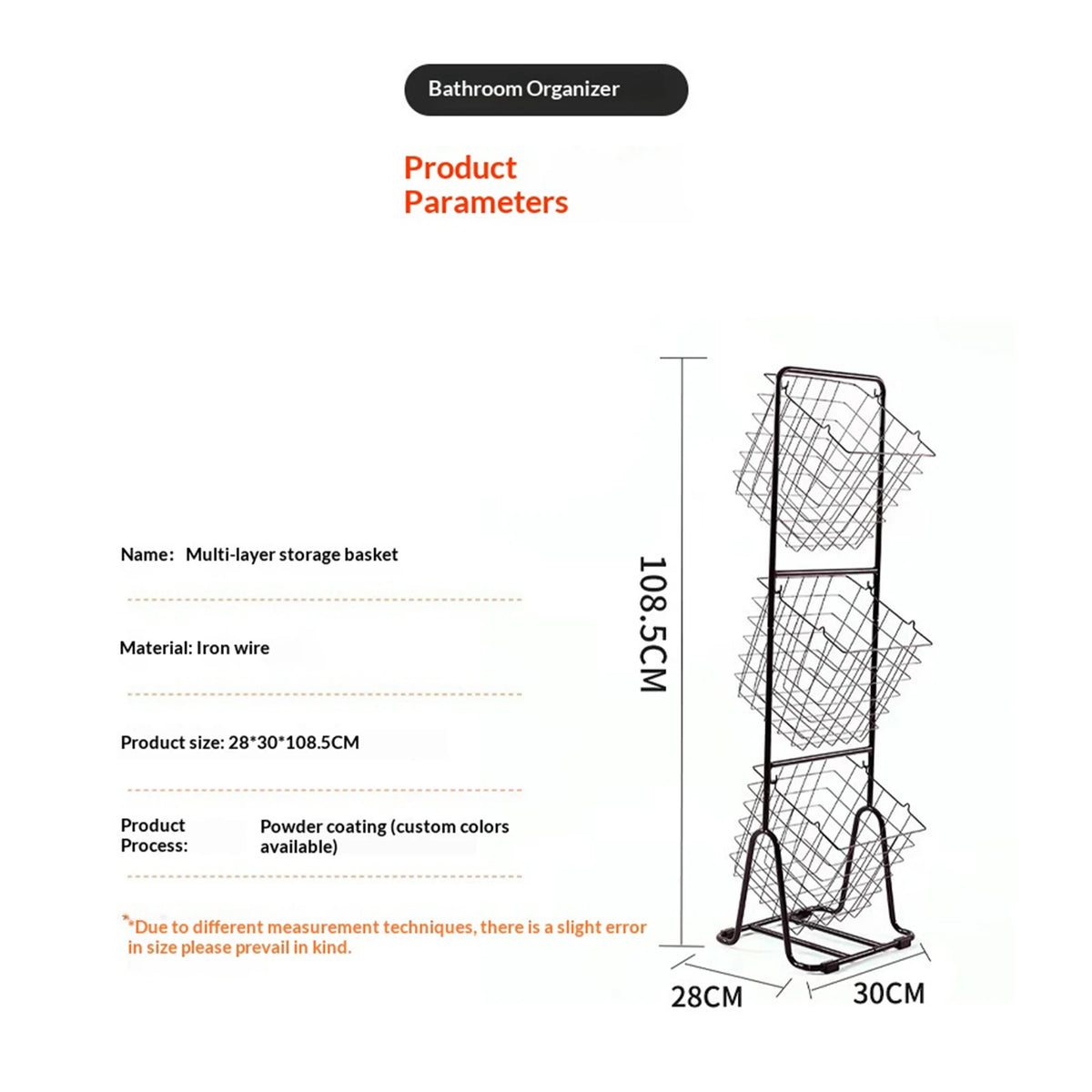 ATUOTIN Three Tier Storage Rack With Removable Baskets