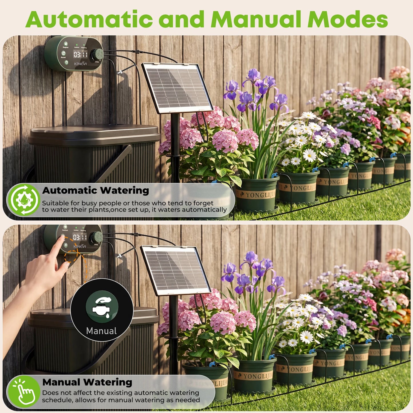 Solar Drip Irrigation System With 3W Auto Watering 22 Modes