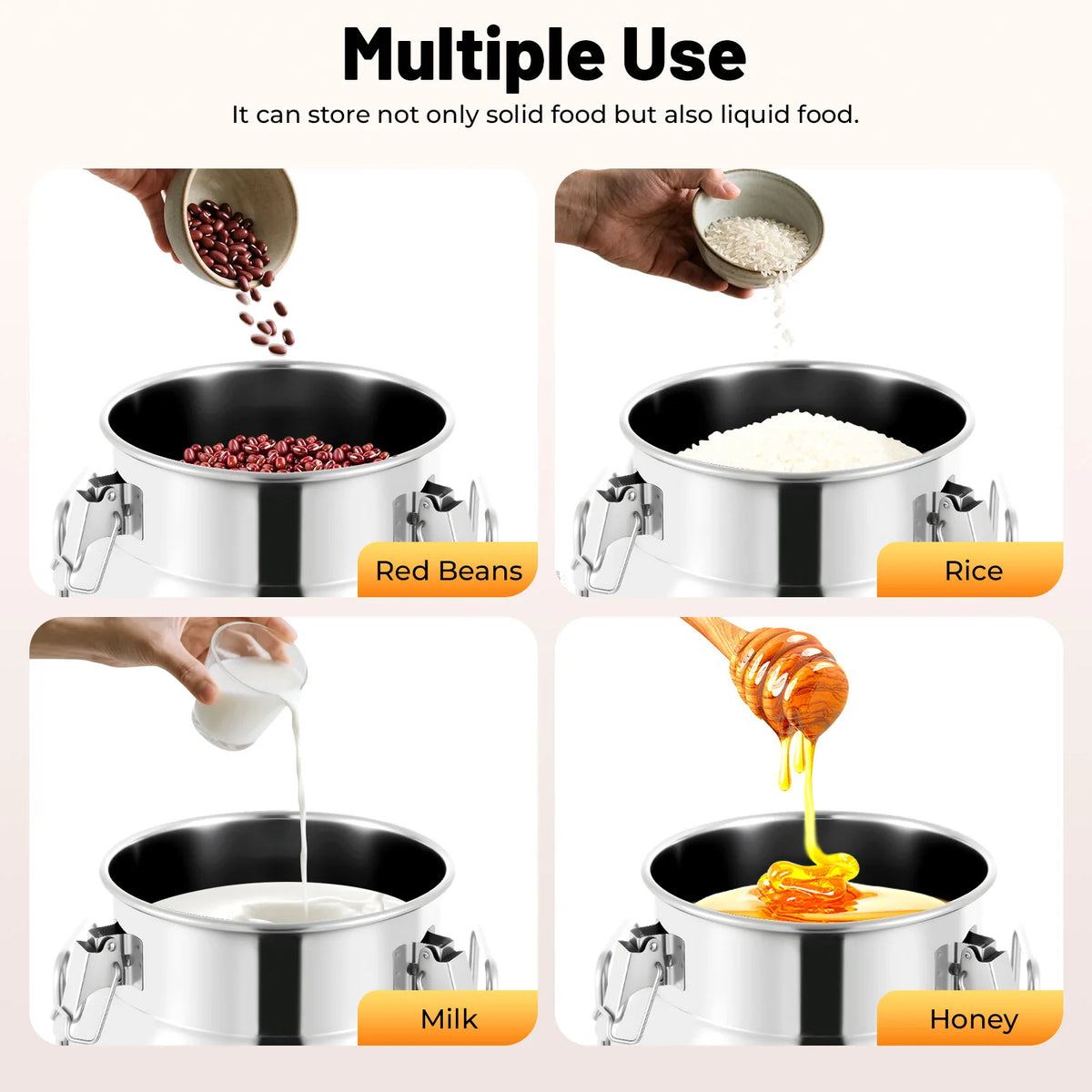 Airtight Stainless Steel Milk Can With Dual Handles