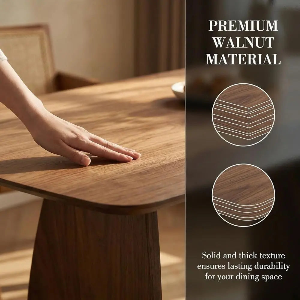 Walnut Solid Wood Dining Table Curved Legs