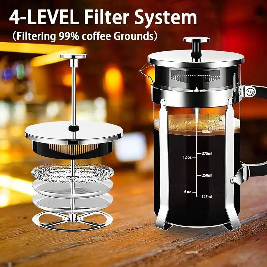 XMSJ Stainless Steel French Press With Four Filter System