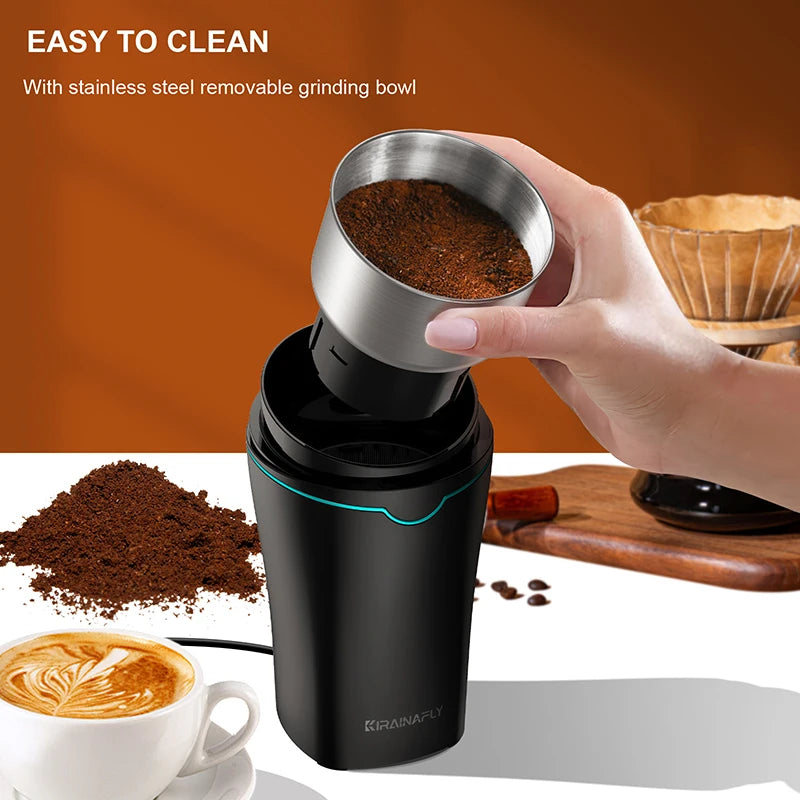 KIRAINAFLY Professional Coffee Grinder With Stainless Steel Cup