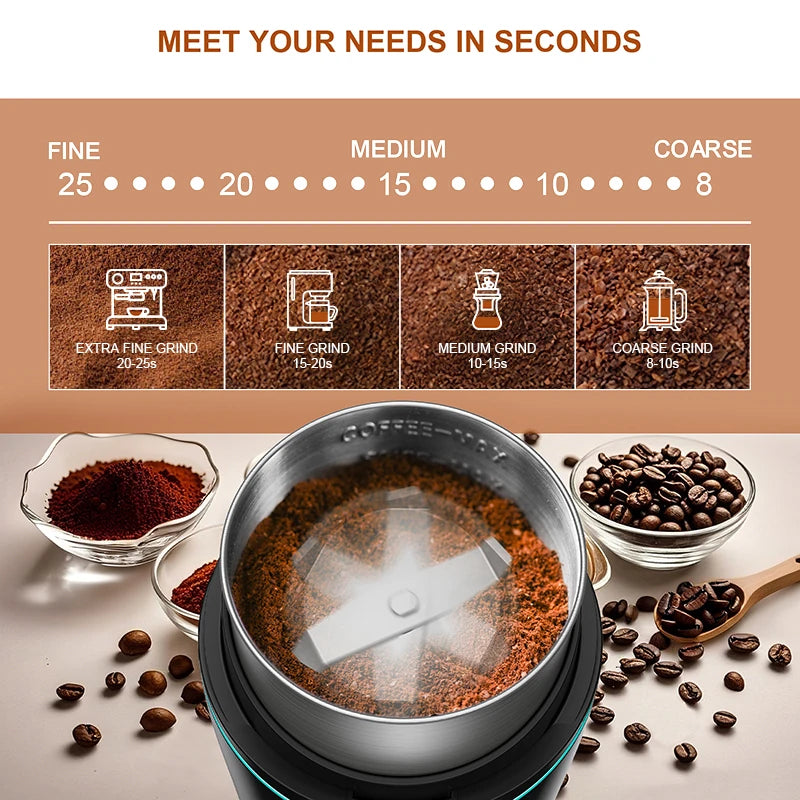 KIRAINAFLY Professional Coffee Grinder With Stainless Steel Cup