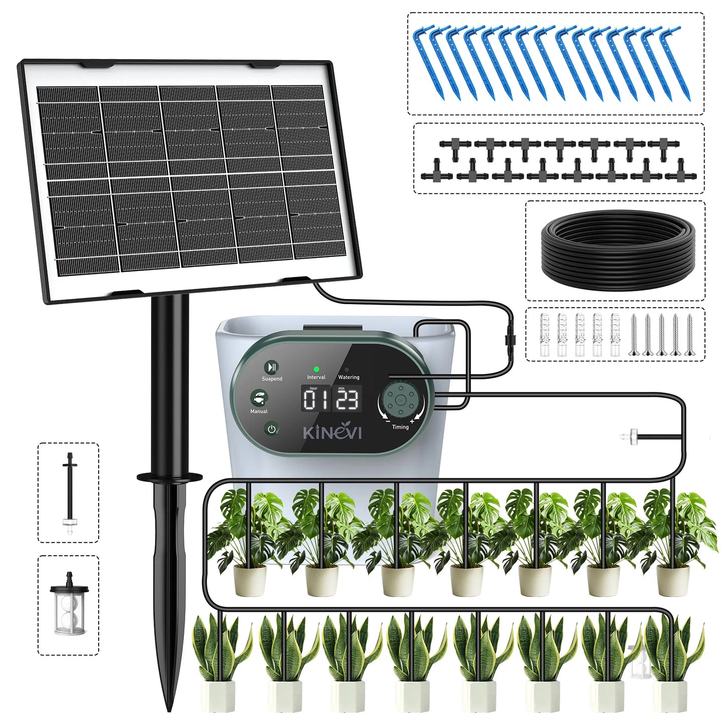 Solar Drip Irrigation System With 3W Auto Watering 22 Modes