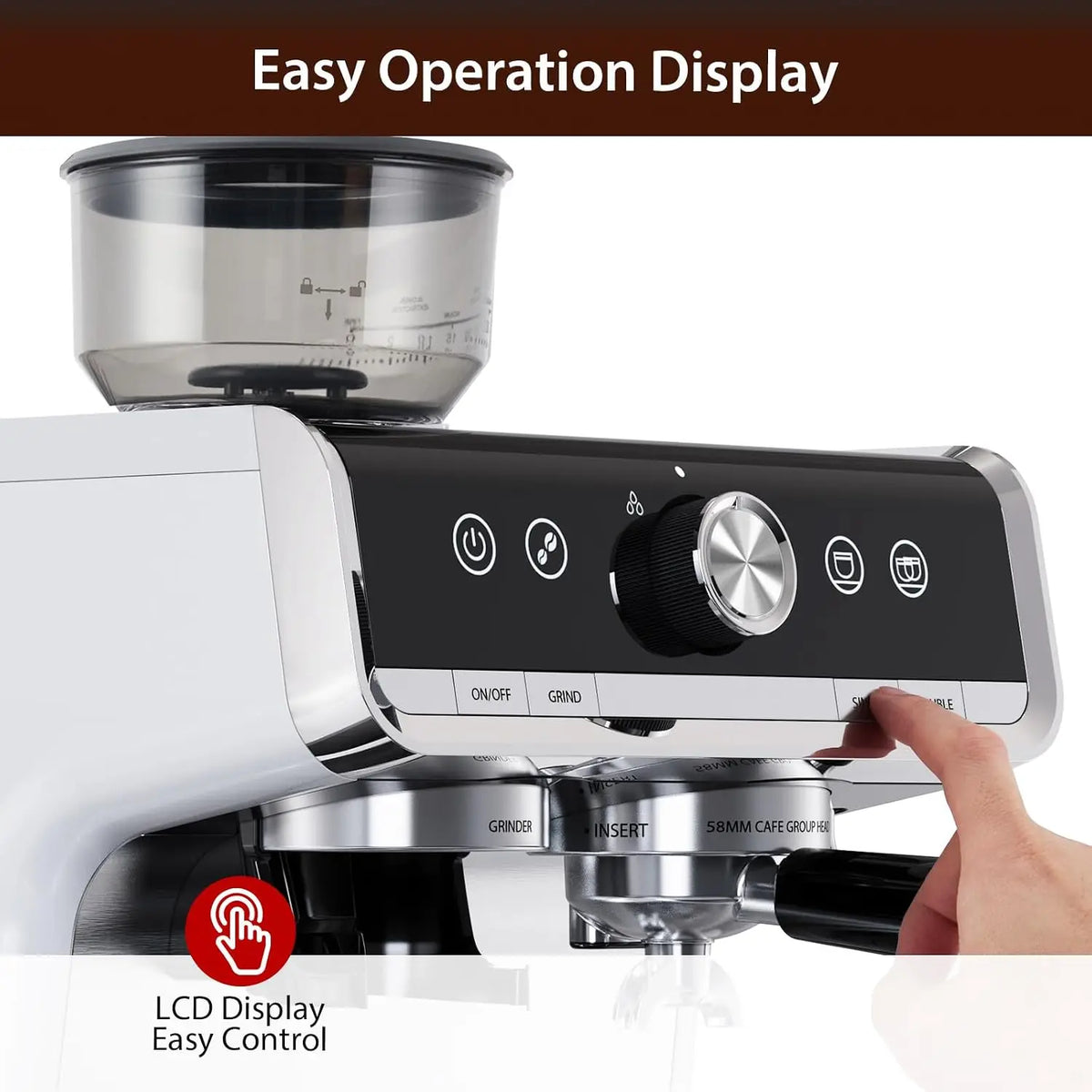 Espresso Machine With Conical Burr Grinder And Milk Frother