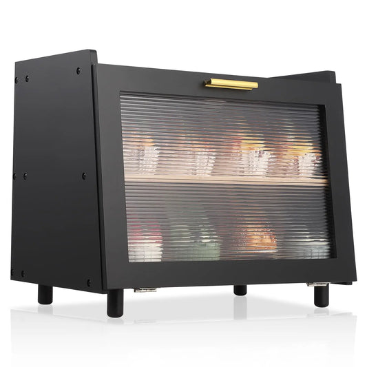 Studyset Double Layer Bamboo Bread Box With Acrylic Wave Doors