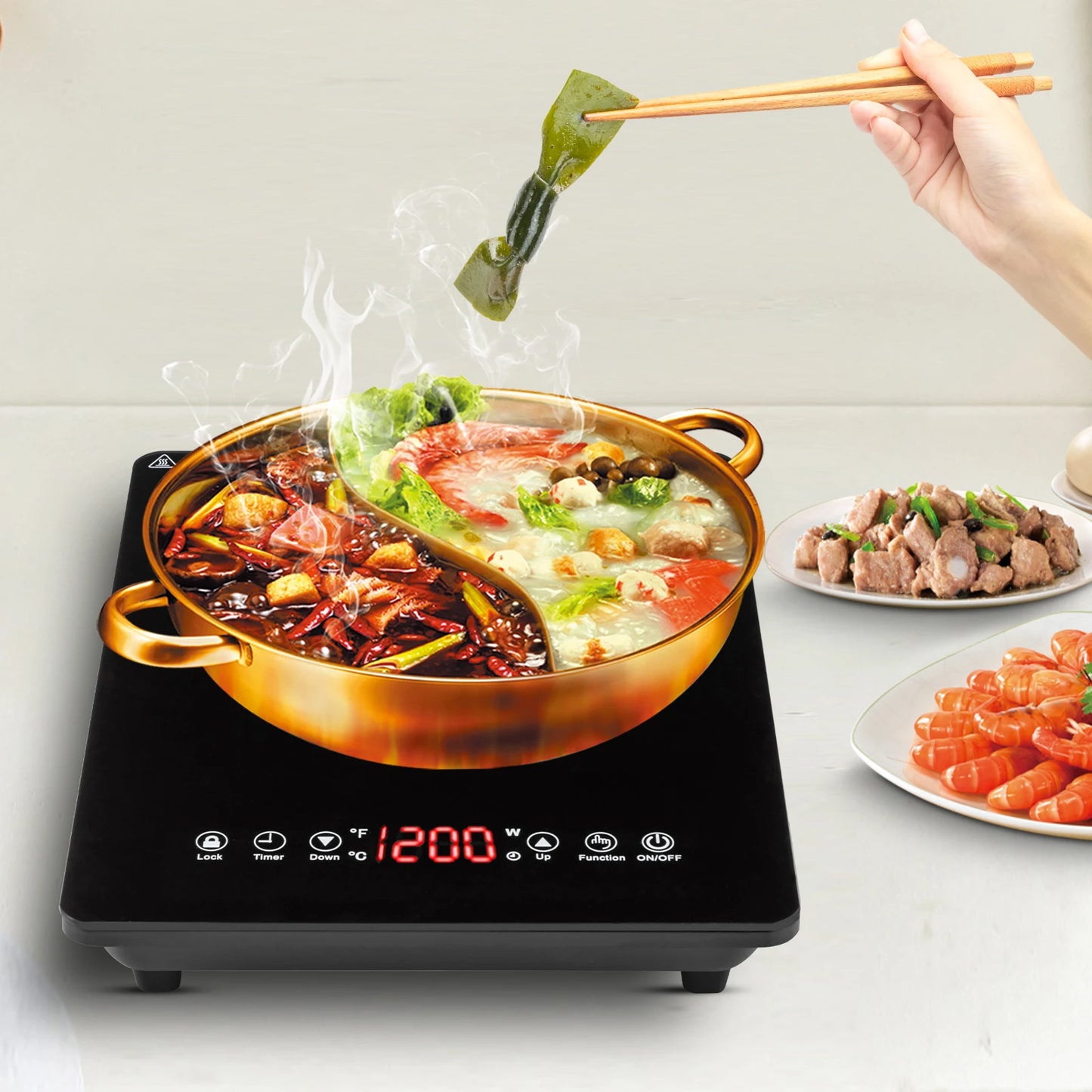 Sweetmile 1800W Induction Cooktop Portable Hot Plate Countertop Low Noise