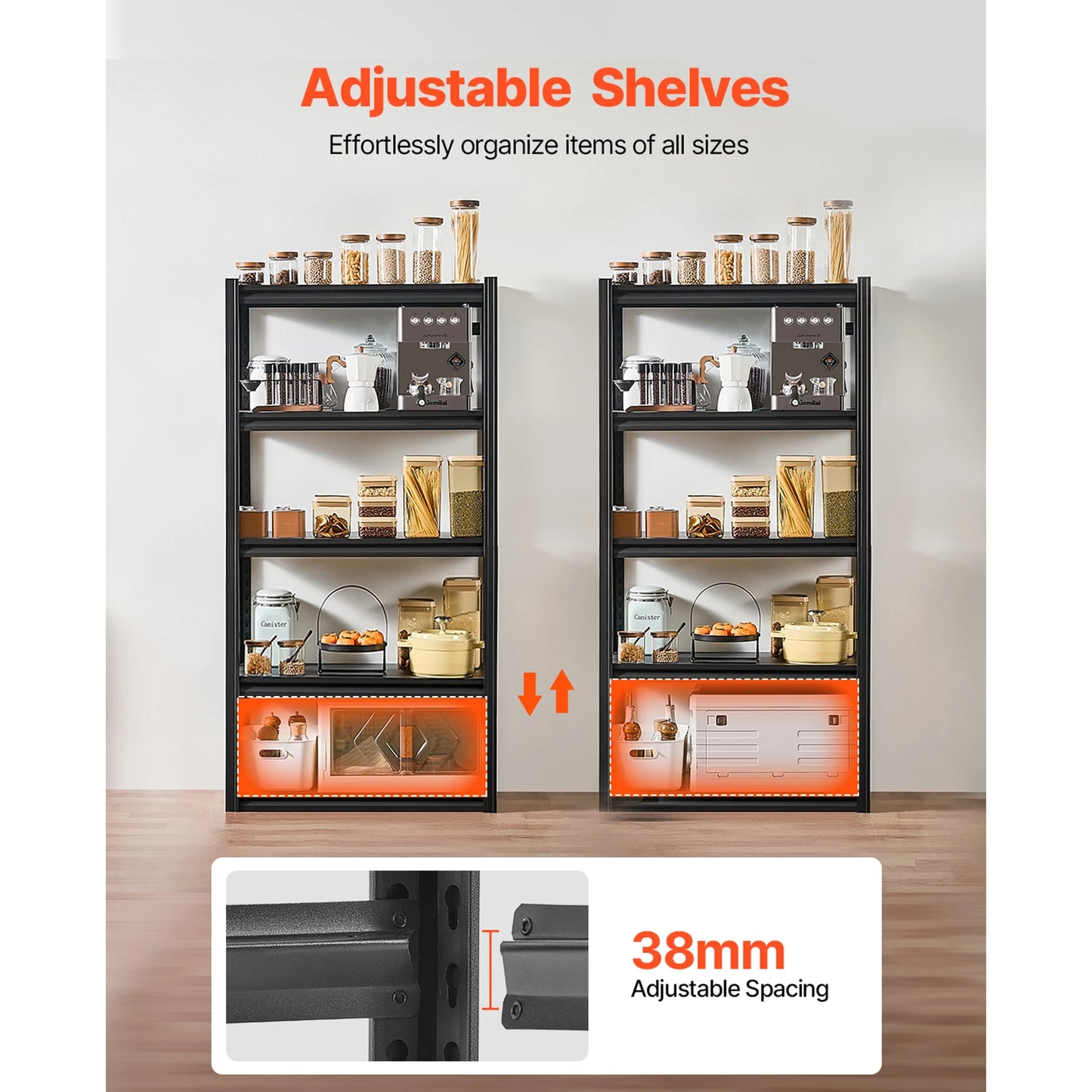 SucceBuy 5-Tier Garage Storage Shelves Adjustable Metal Rack