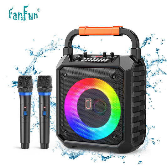 FanFun T17-T Wireless Bluetooth Karaoke Speaker With Microphones LED