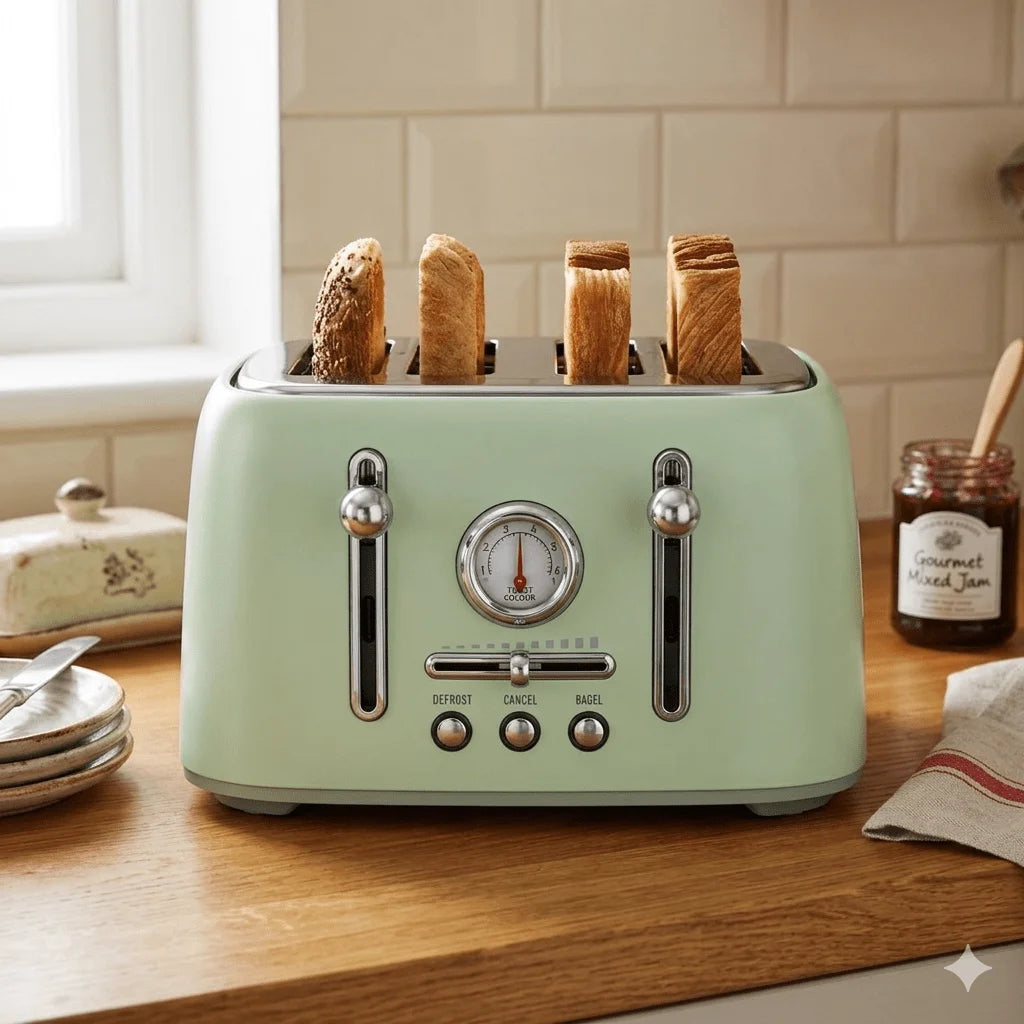 XMSJ Stainless Steel Retro Toaster Bagel Defrost