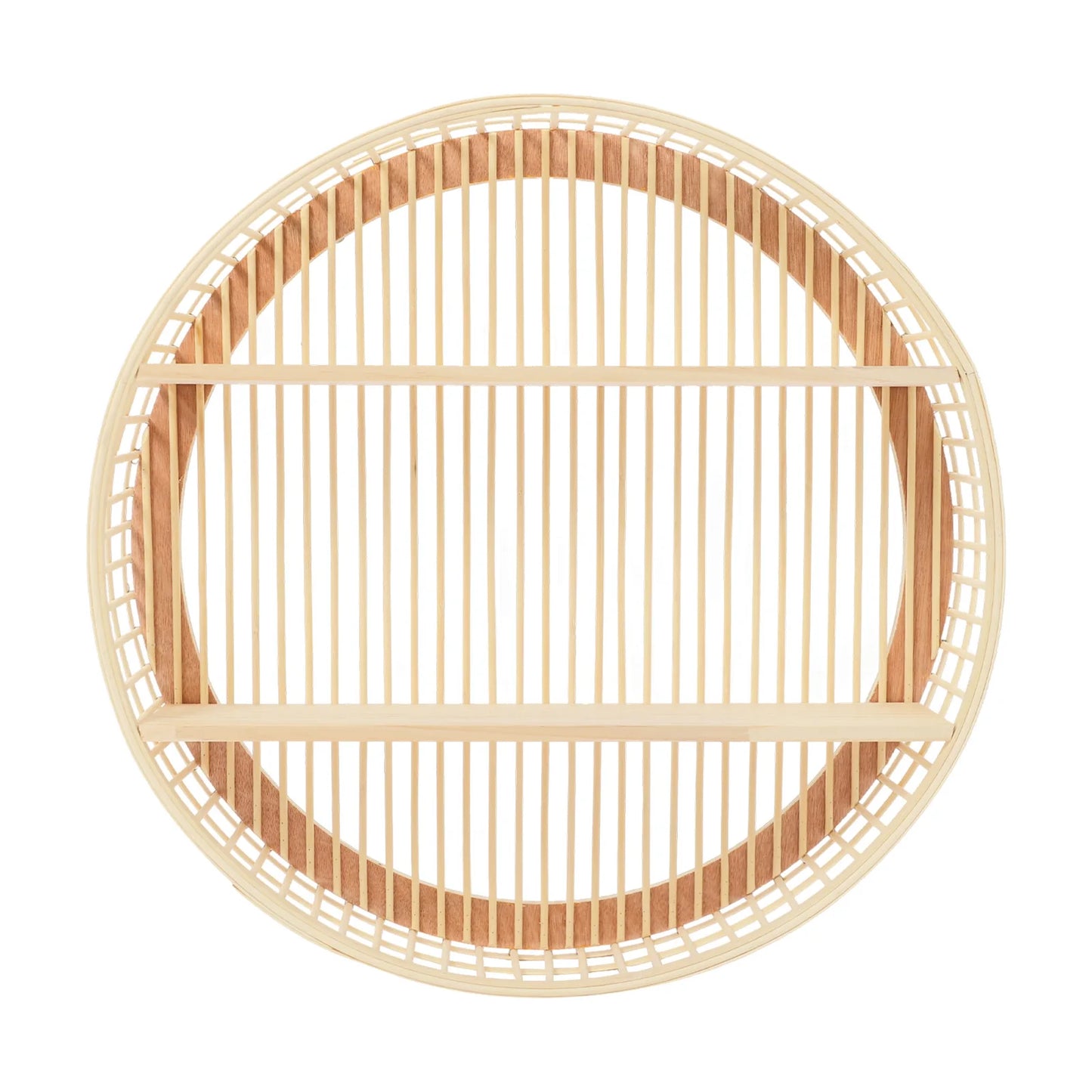 Round Two Tier Bamboo Wall Shelf Circle Design