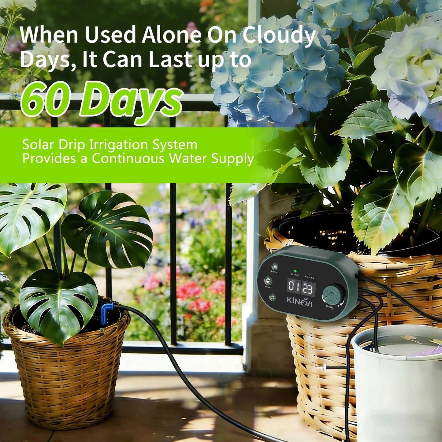 Solar Drip Irrigation System With 3W Auto Watering 22 Modes