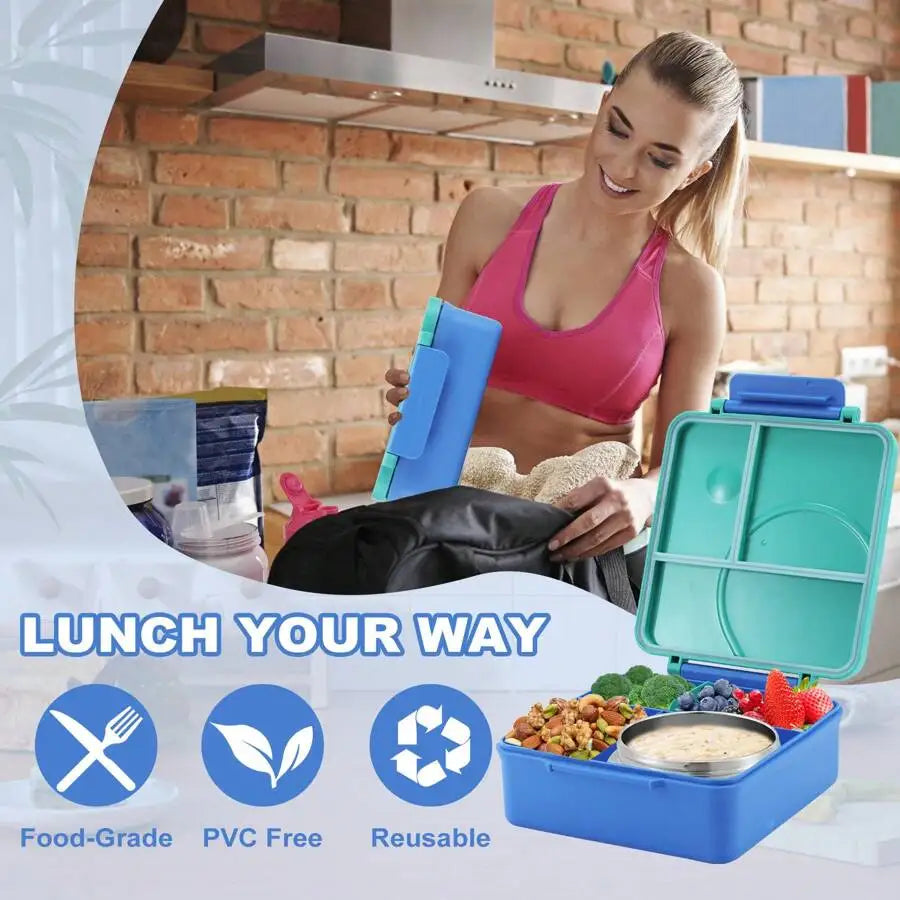 Leakproof Bento Lunch Box With Stainless Steel Thermos Jar