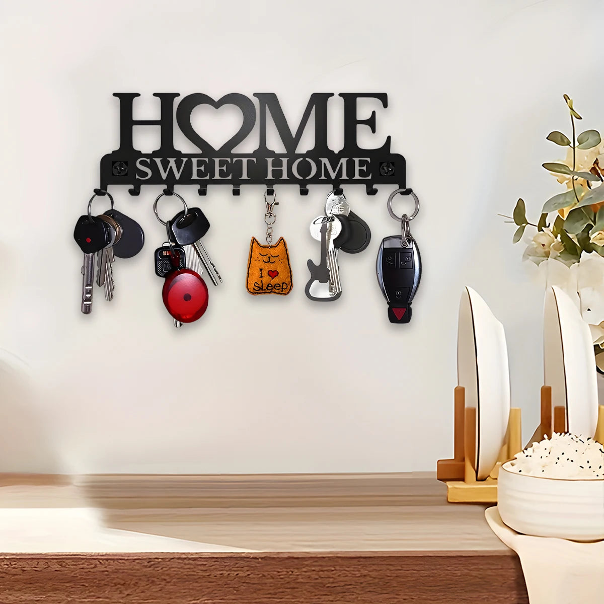 Stainless Steel Wall Mount Key Holder With 10 Hooks
