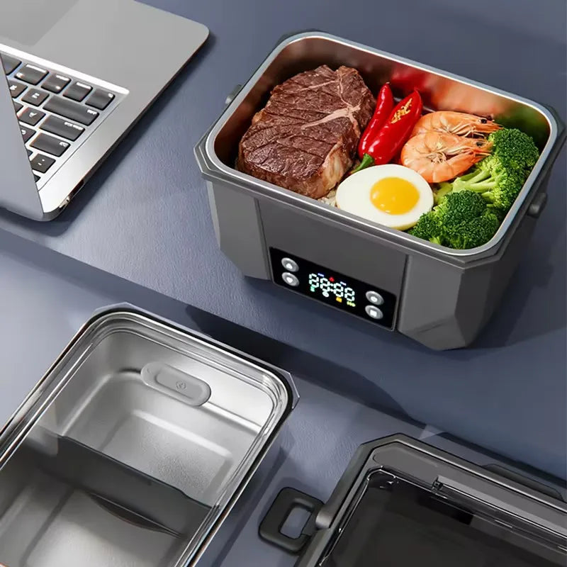 Portable Electric Heated Lunch Box With Stainless Steel Container