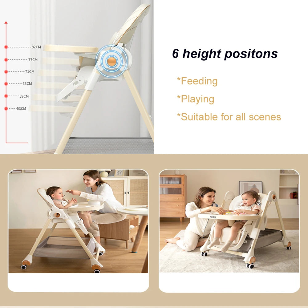 Luxury Baby High Chair With Removable Seat Tray Adjustable Height