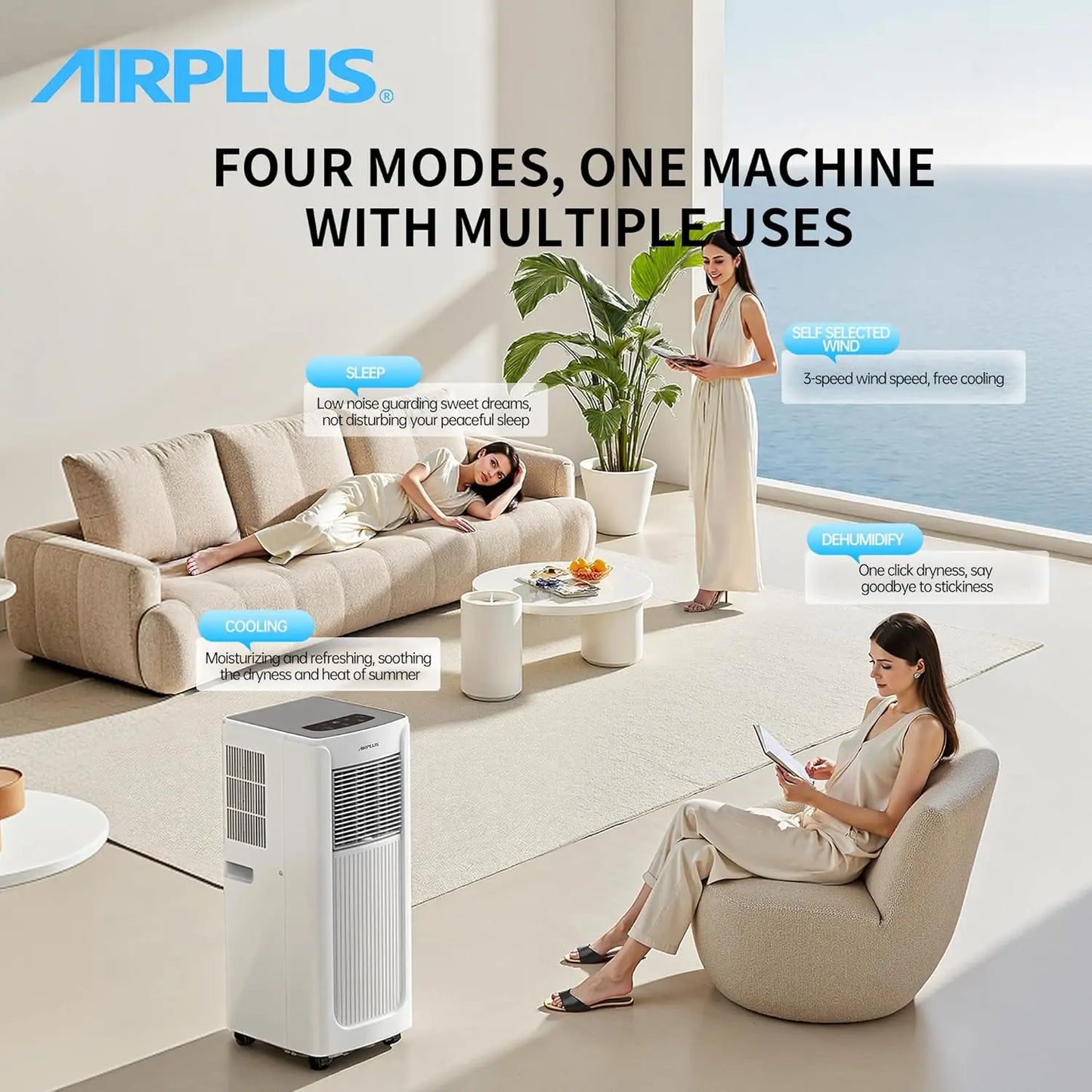 AirPlus Portable Air Conditioner With Dehumidifier And Remote