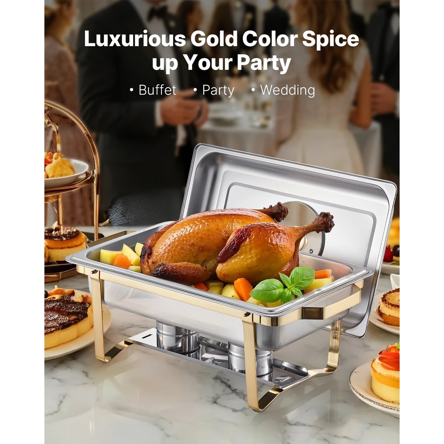 SucceBuy Chafing Dish Buffet Set With 4 Pans