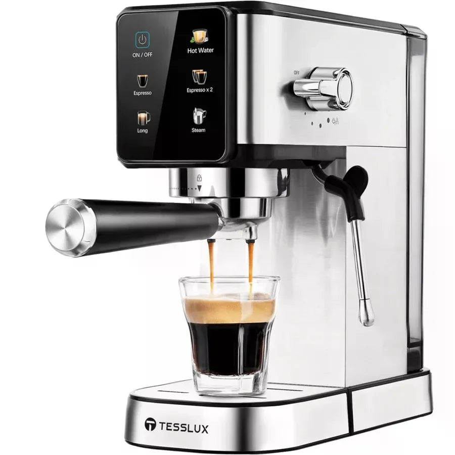 Dual Boiler Espresso Machine With LCD Touchscreen And Milk Frother