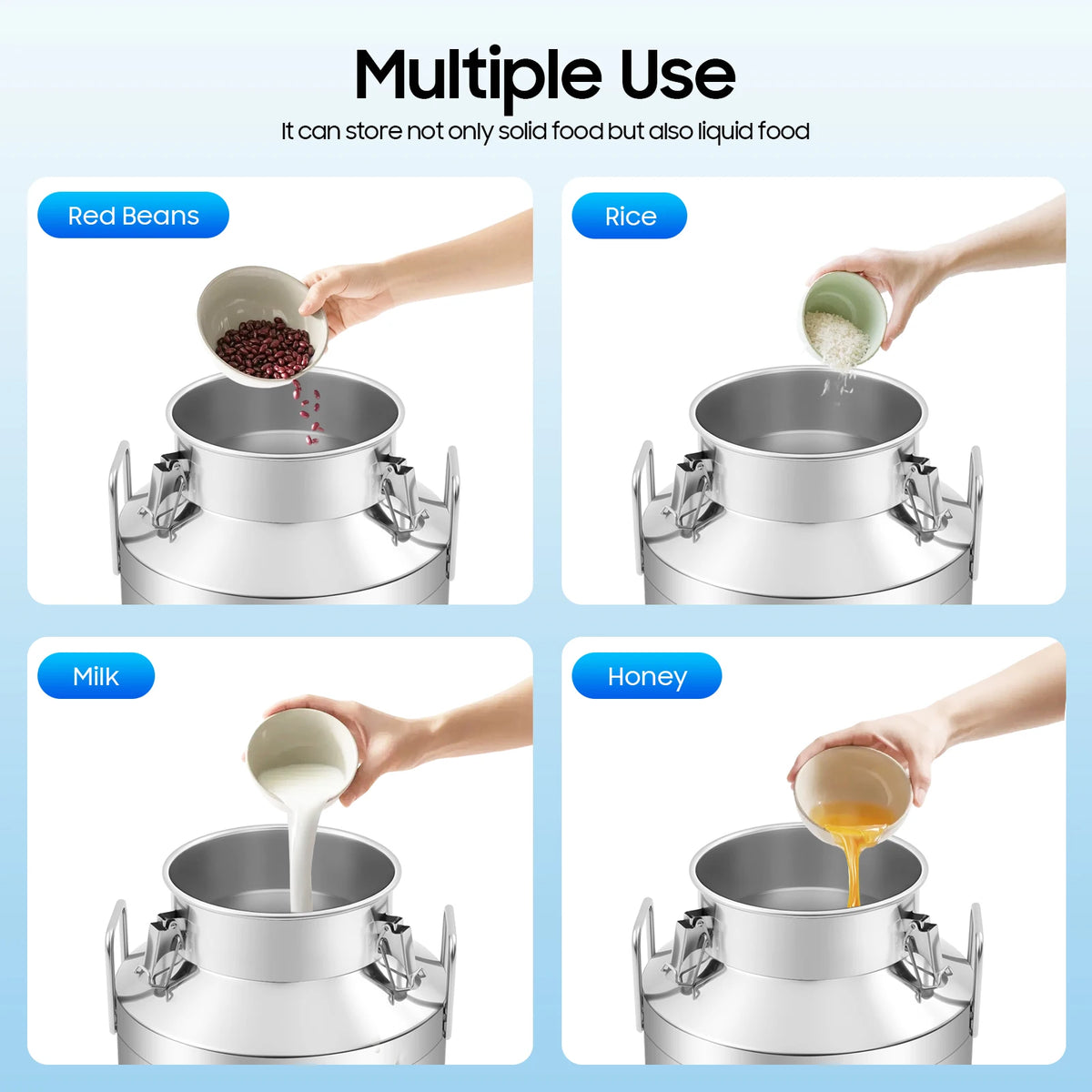 Bymaocar Stainless Steel Food Storage Canister With Locking Lids