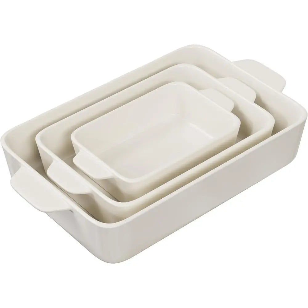 Premium Stainless Bakeware Set 3 Piece Microwave And Dishwasher Safe