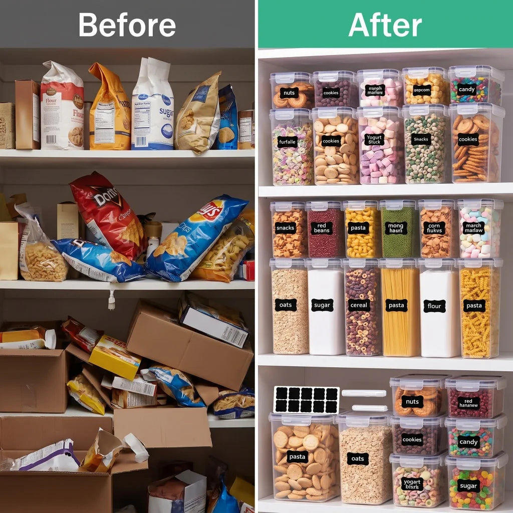 Airtight Plastic Food Storage Containers for Pantry Organization