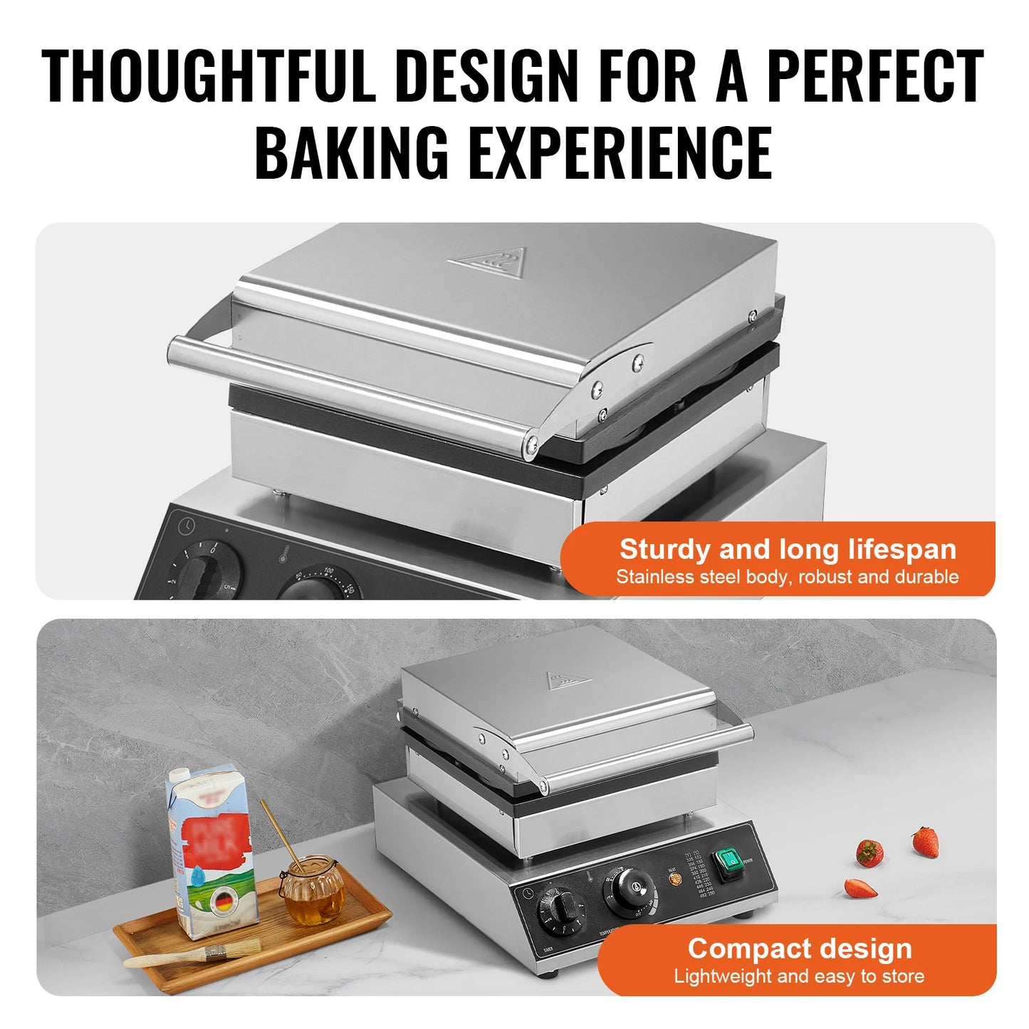 SucceBuy Commercial Waffle Maker 4-Piece Round Belgian Waffle Iron
