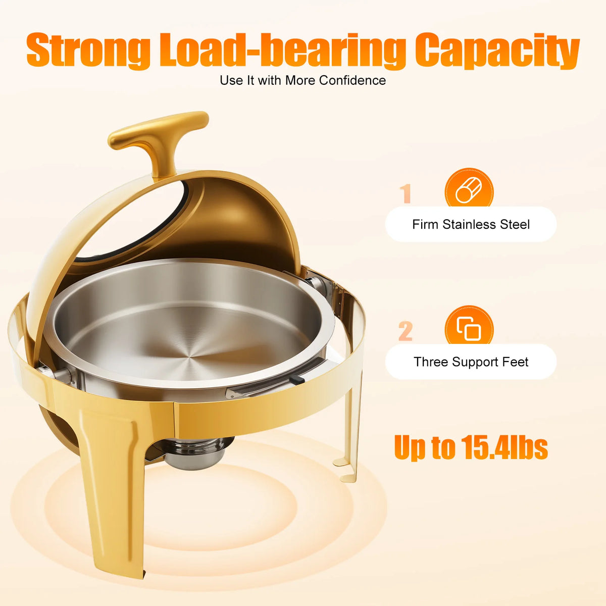 Bymaocar Round Chafing Dish Buffet Food Warmer