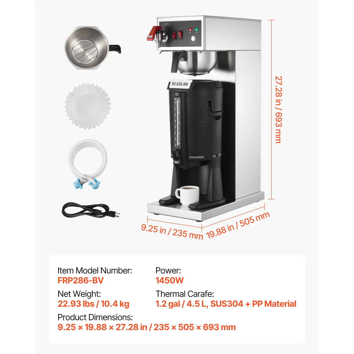Commercial Drip Coffee Maker With Thermal Carafe And Auto Fill