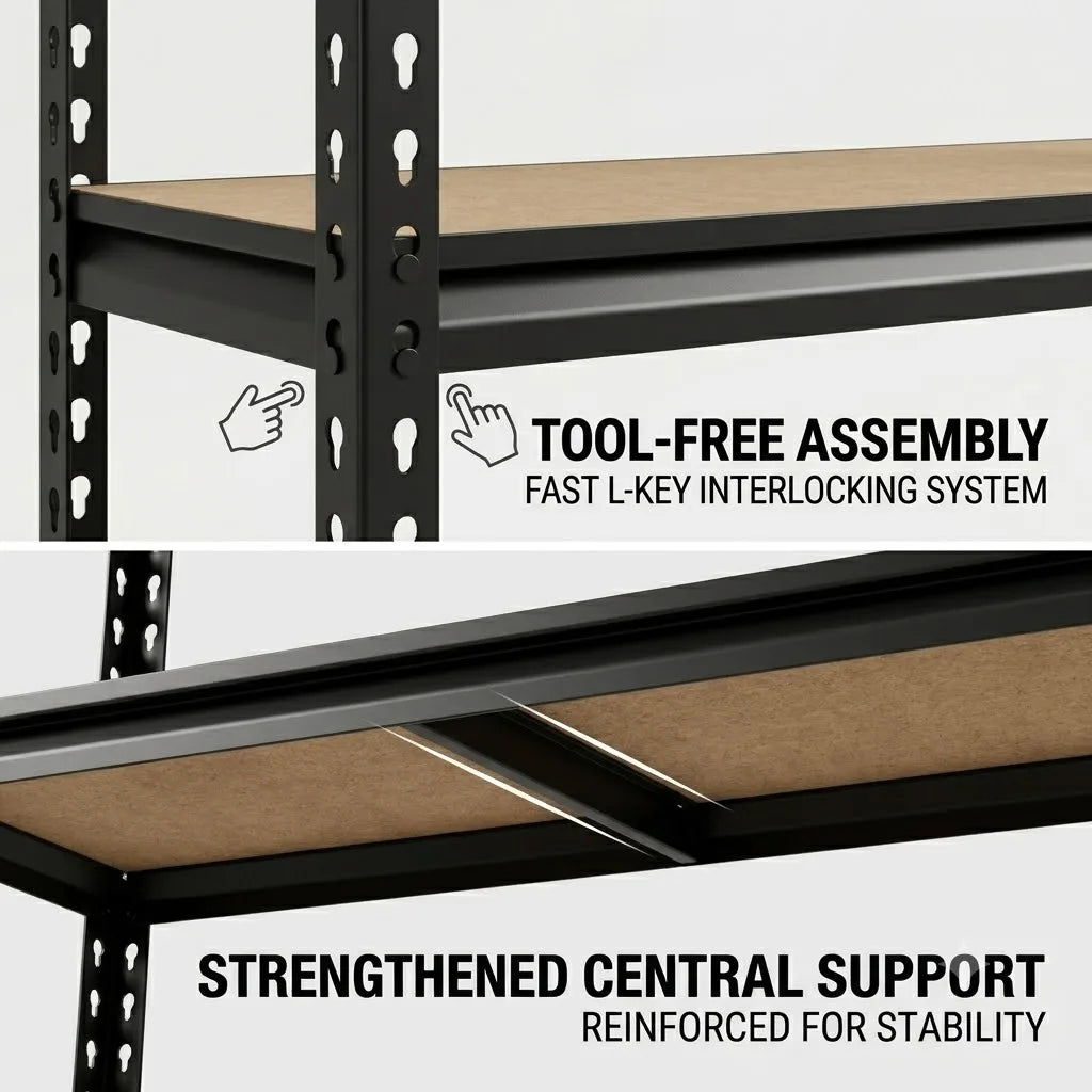 Slim Five Tier Heavy Duty Metal Storage Rack