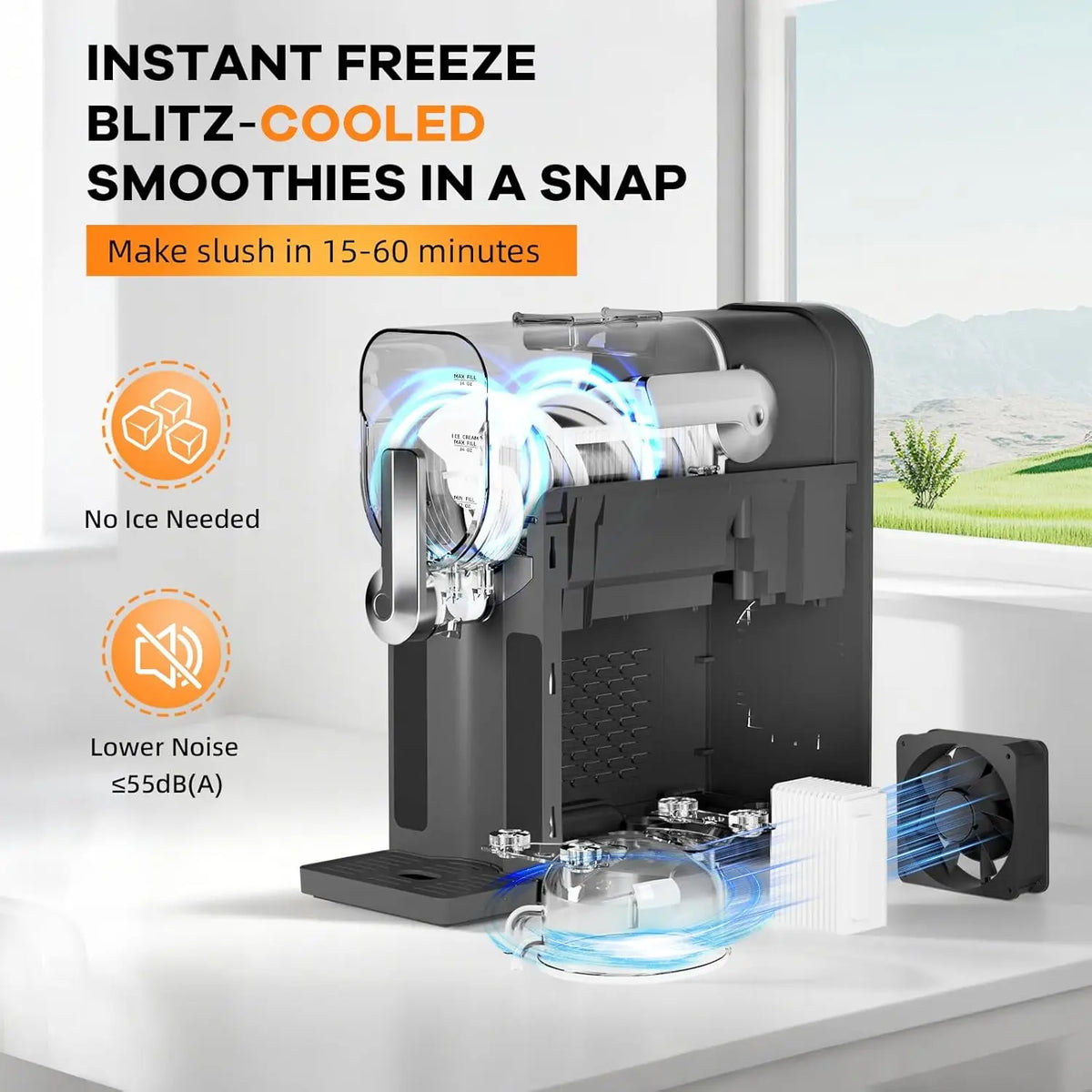 Acekool No Ice Slushie Maker With Quiet Compressor