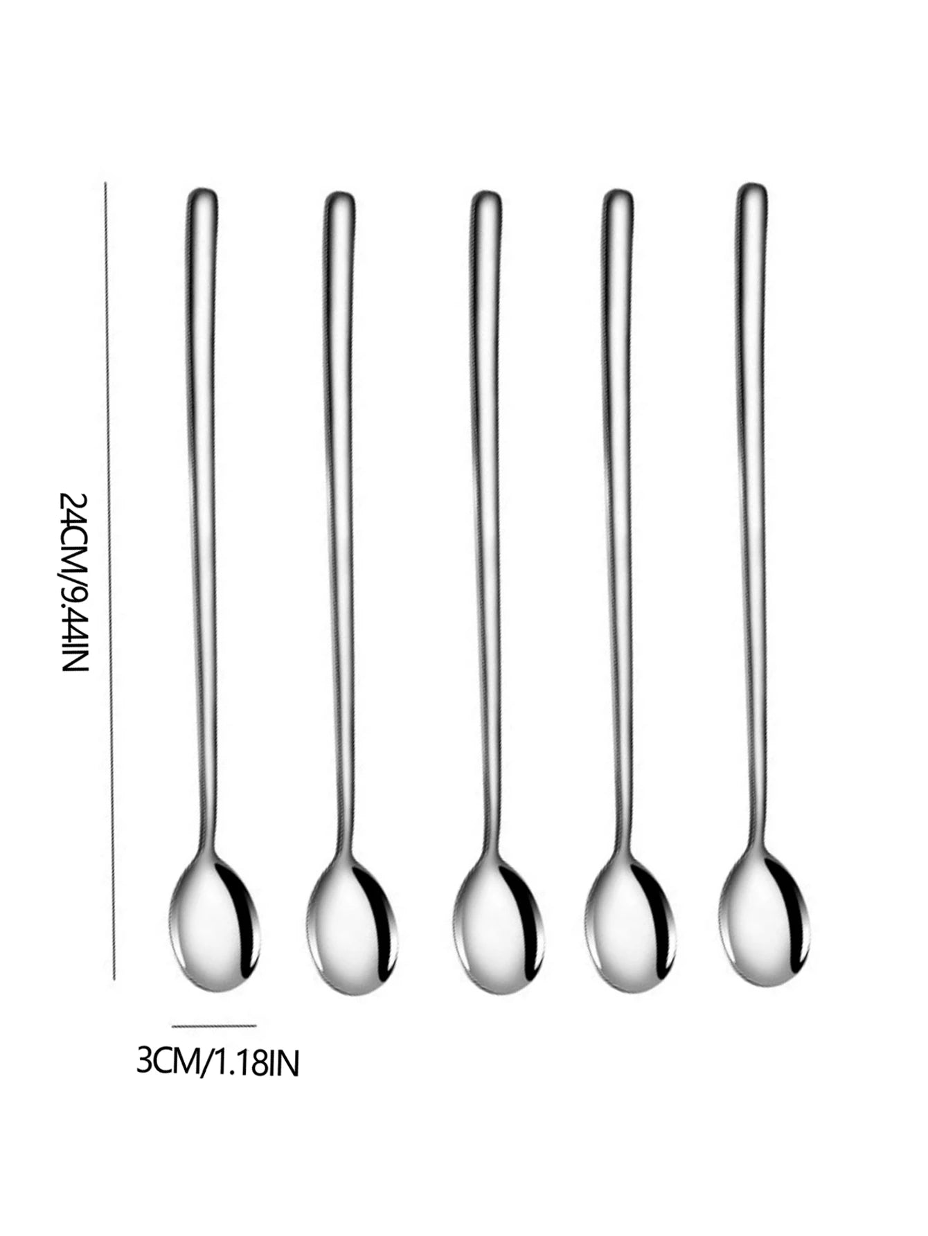 Stainless Steel Ice Cream Spoons Long Handle 5 Pack