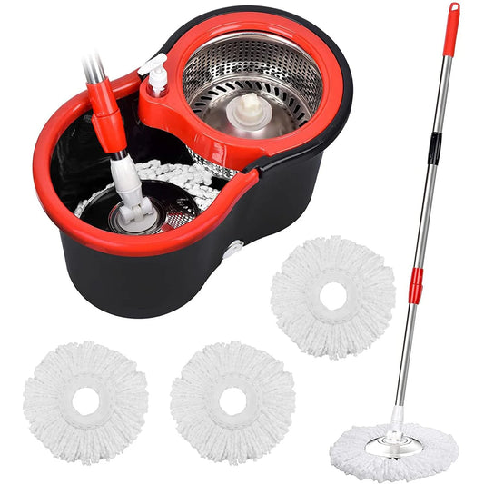 360 Spin Mop Bucket Set With Wring System Stainless Basket