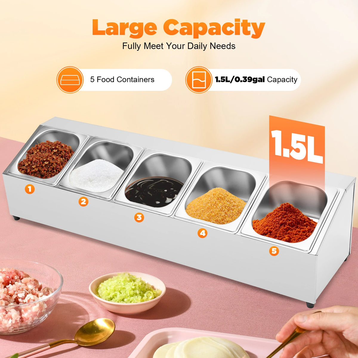 Pizza Topping Organizer With Pans And Lids For Kitchen Prep