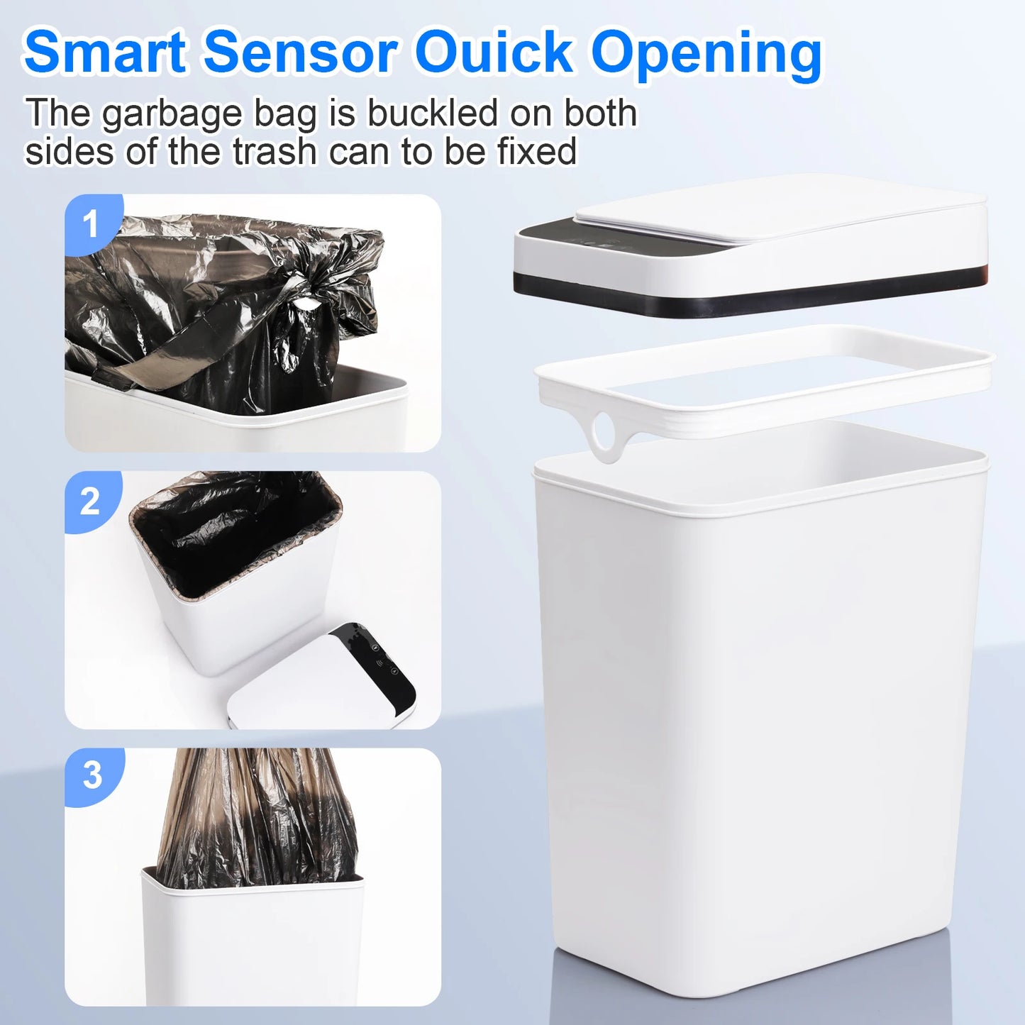 Two Pack 12L Touchless Motion Sensor Trash Cans With Lids