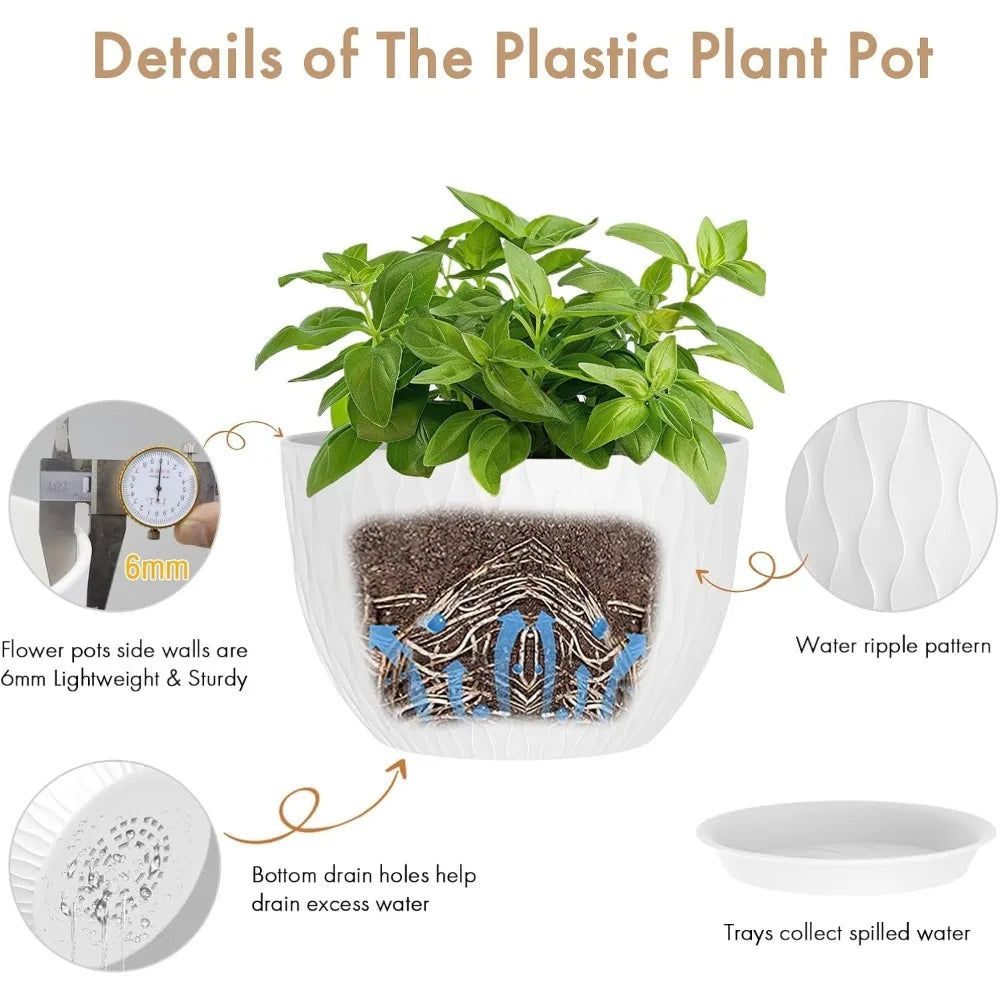 NBVCX Large Plant Pots With Drainage Holes And Saucer