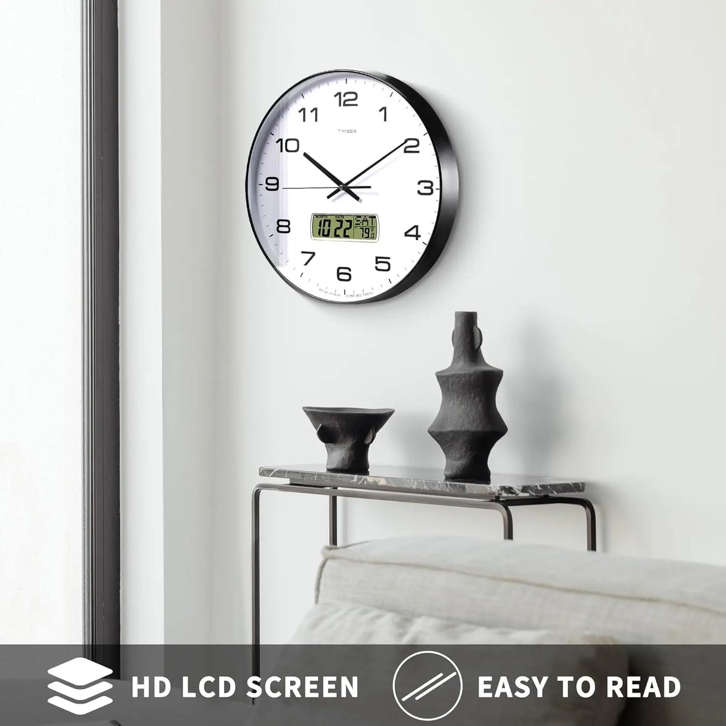 Calendar Wall Clock With Fahrenheit Temperature Display