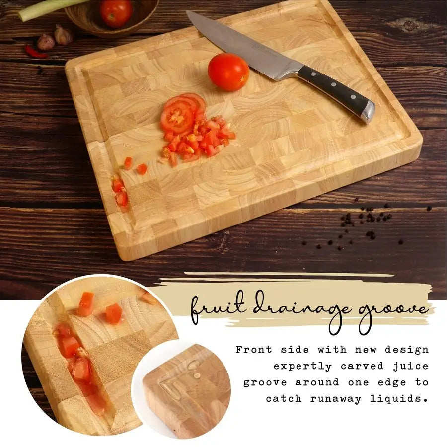 End Grain Bamboo Cutting Board With Juice Groove Reversible