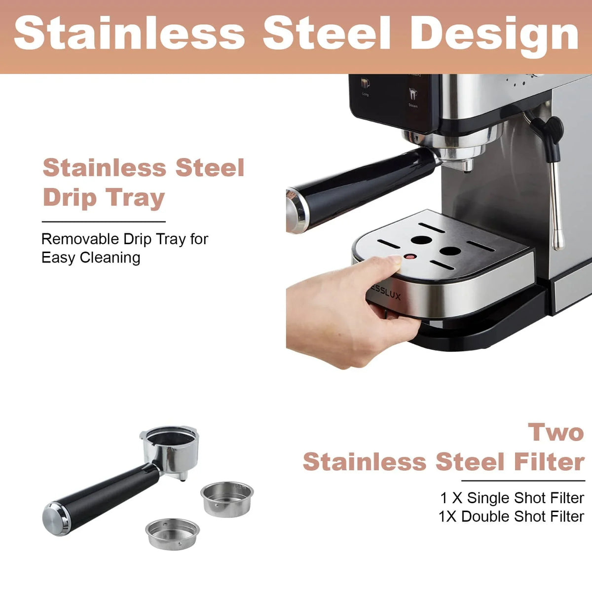 Dual Boiler Espresso Machine With LCD Touchscreen And Milk Frother