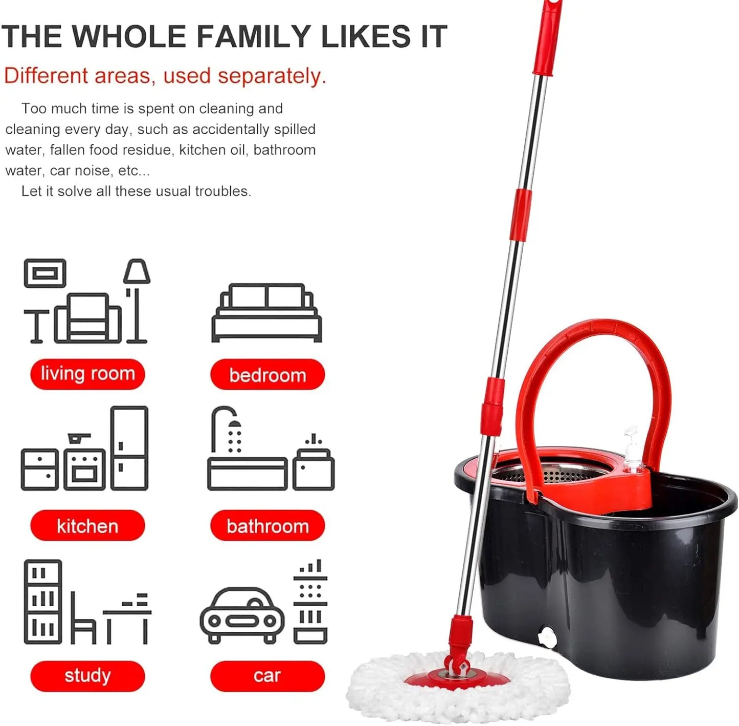 360 Spin Mop Bucket Set With Wring System Stainless Basket