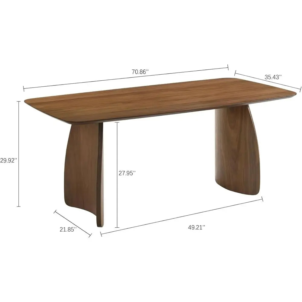 Walnut Solid Wood Dining Table With Curved Legs