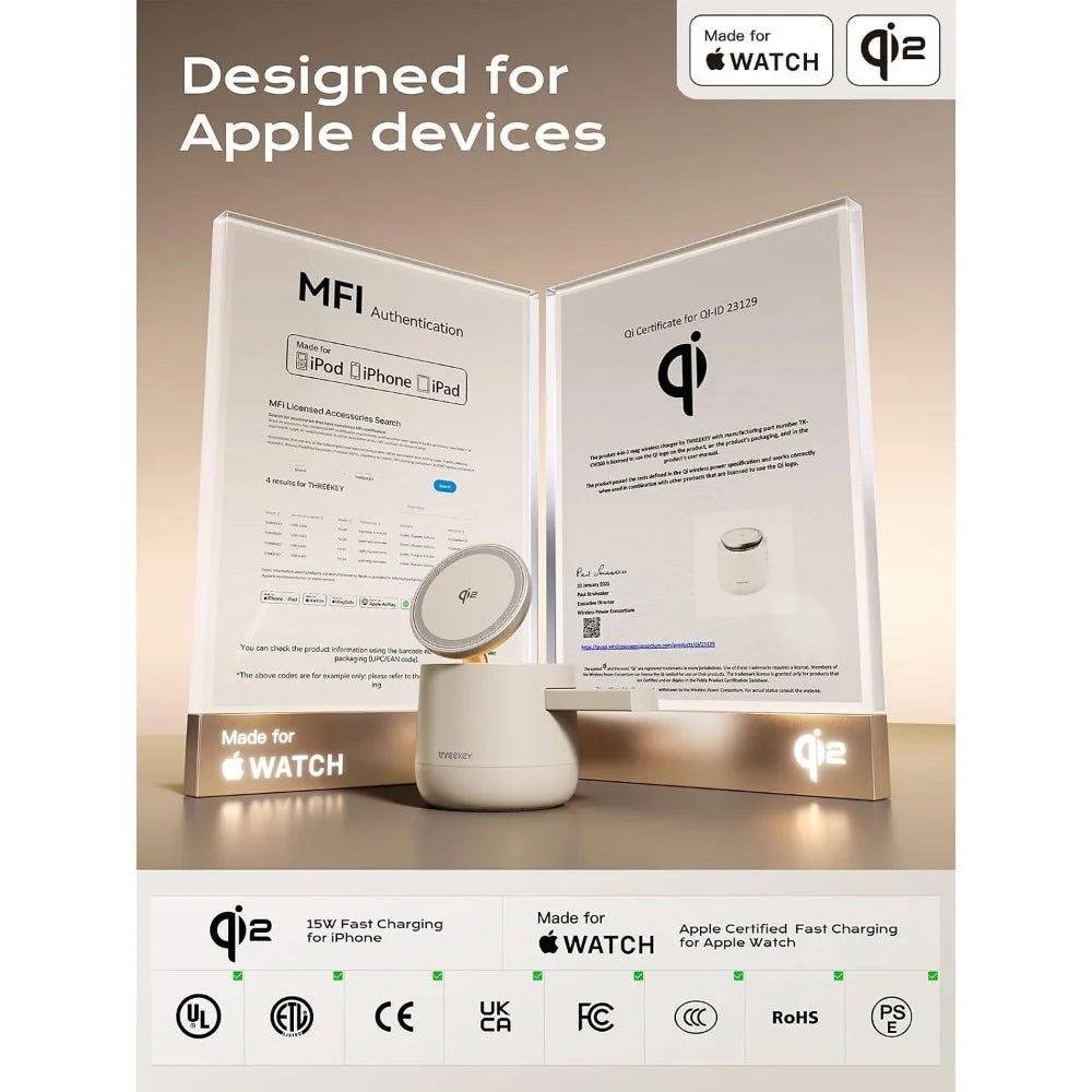 Qi2 4-In-1 Magnetic Wireless Charging Station With 15W Fast Charge