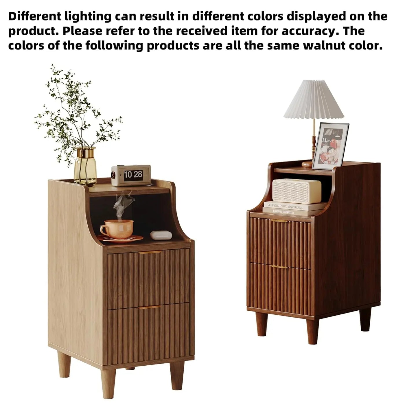 Frame Narrow Nightstand Set Of 2 With 2 Drawers