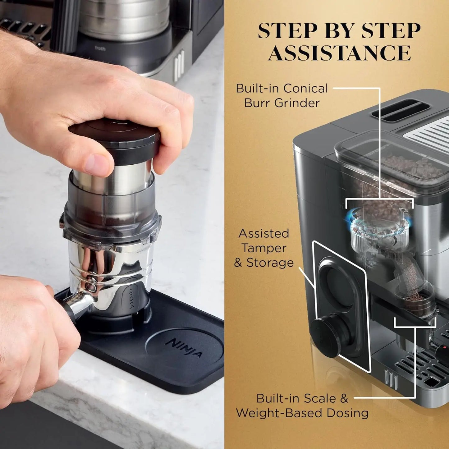 Luxe Café Premier 3-In-1 Espresso Machine With Built-In Grinder