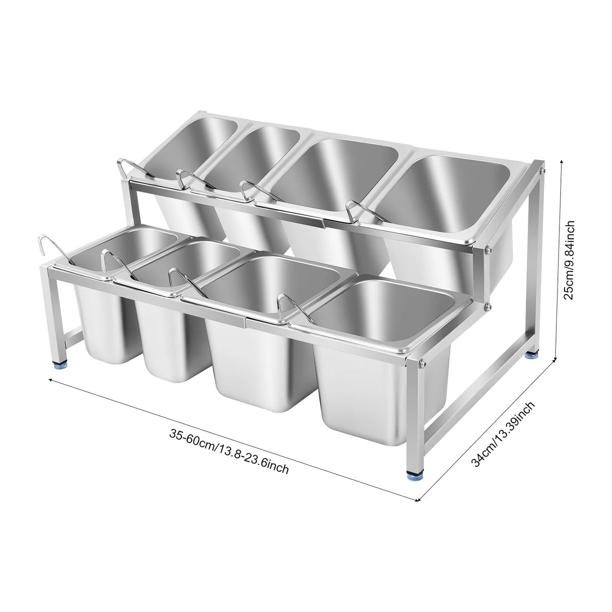 Expandable Stainless Steel Spice Rack With Food Pans And Lids