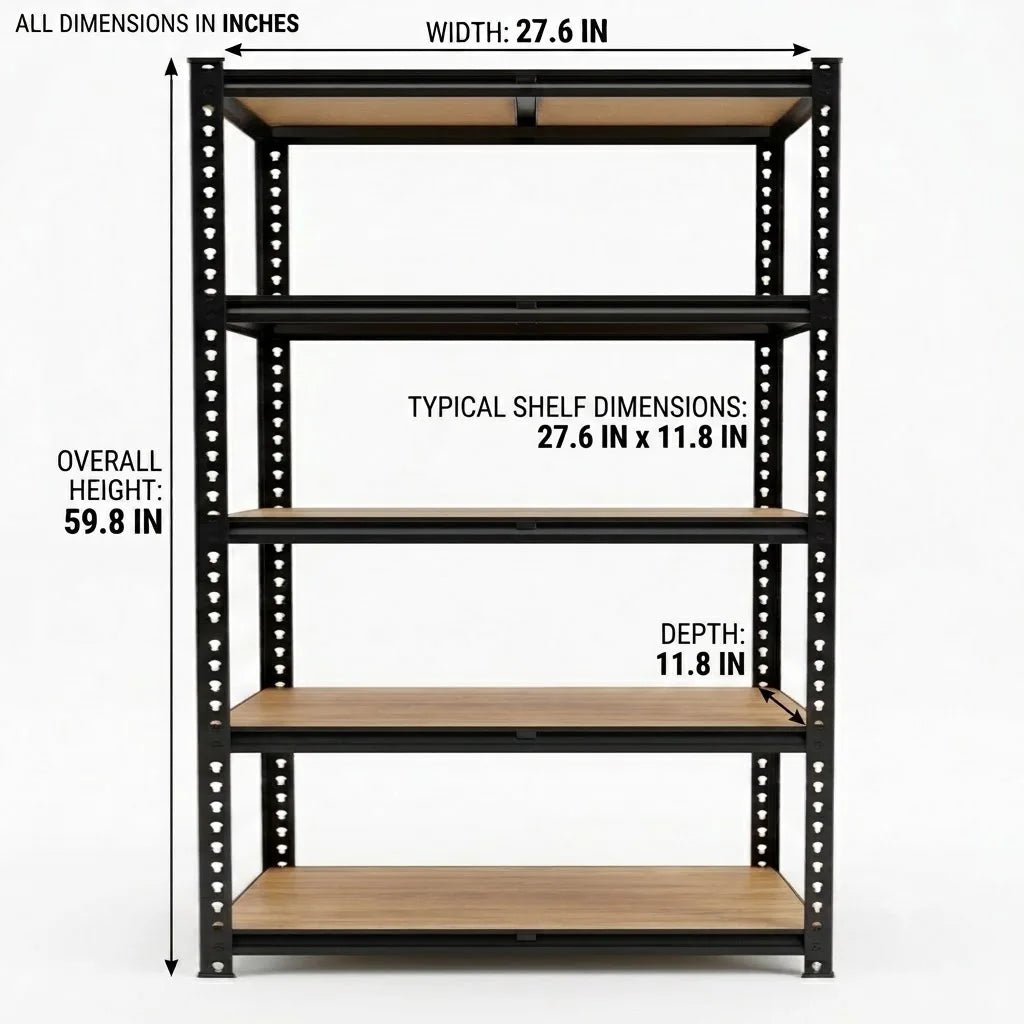 5-Tier Metal Shelving Unit Adjustable Pantry Storage Rack